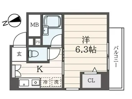 カミーノ花咲(1K/3階)の間取り写真