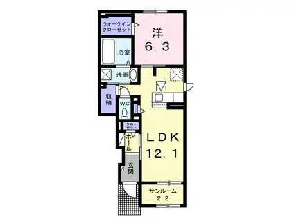エスポワール ミコト II(1LDK/1階)の間取り写真