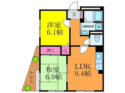 アミーゴサイト(2LDK/1階)の間取り写真