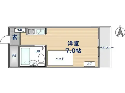 シャトークオレ(ワンルーム/3階)の間取り写真