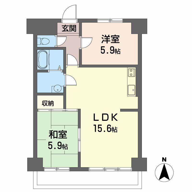 エレナ和歌浦(2LDK/1階)の間取り写真