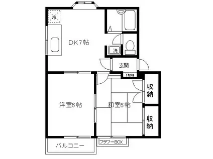 プロビデンスハイムB(2DK/2階)の間取り写真