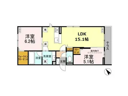 シャルムコート(2LDK/1階)の間取り写真