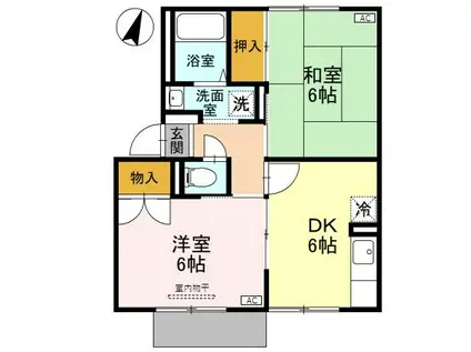 ニフティ今泉(2DK/1階)の間取り写真