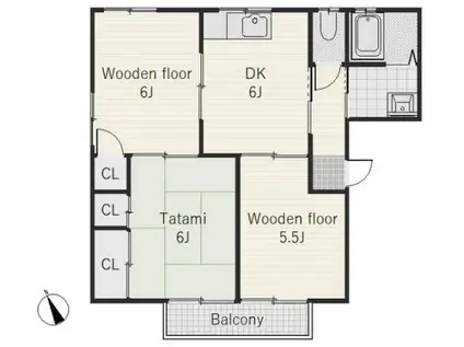 恵山坊ハイツC(3DK/2階)の間取り写真