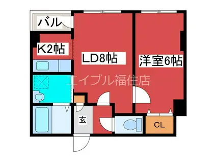 ハイデンス松本(1LDK/6階)の間取り写真