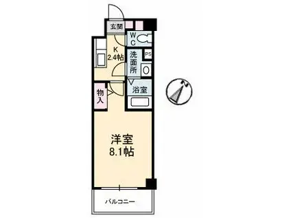 JRBハイツ湯田(1K/1階)の間取り写真