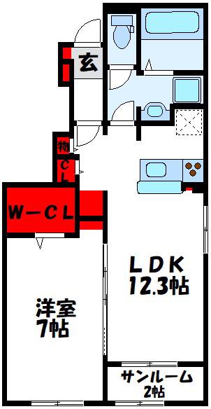 アミティエII(1LDK/1階)の間取り写真