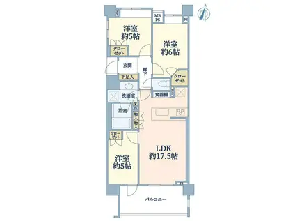 ライオンズ中野南台グリーンゲート(3LDK/4階)の間取り写真