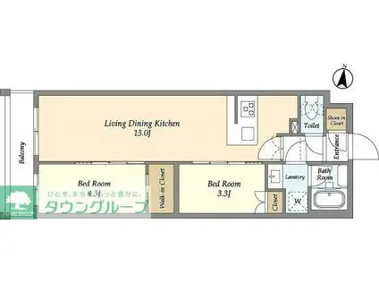 アジールコート練馬中村橋(2LDK/3階)の間取り写真