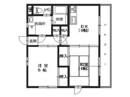 八木フラット(2DK/2階)の間取り写真