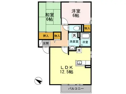 ヴィーブル(2LDK/1階)の間取り写真
