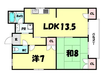 セントピア西宮(2LDK/6階)の間取り写真