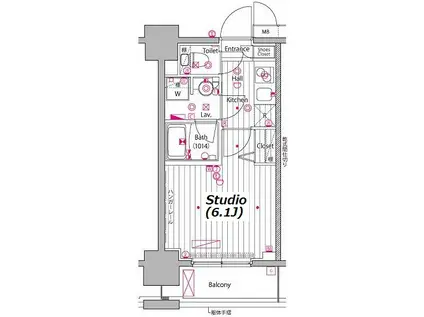 ガーラ・プレシャス川崎(1K/2階)の間取り写真