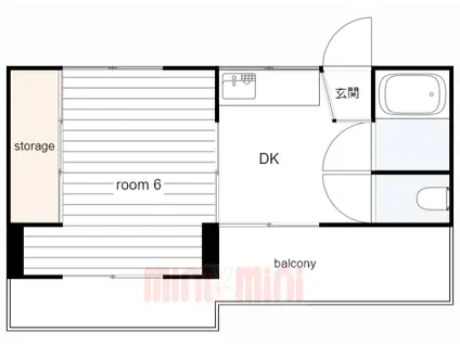 向川原土井マンション(1DK/3階)の間取り写真