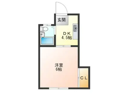 エクセルサニーハイツ(1DK/2階)の間取り写真