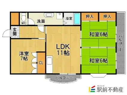 エスポアール石坂(3LDK/4階)の間取り写真
