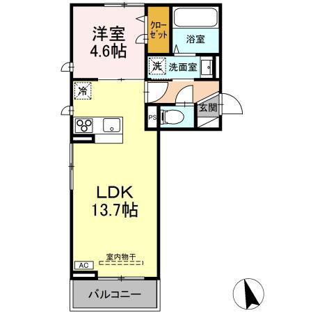 スカイハイ天神町(1LDK/3階)の間取り写真