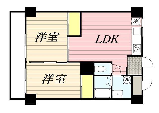広栄ハイツ(2LDK/3階)の間取り写真