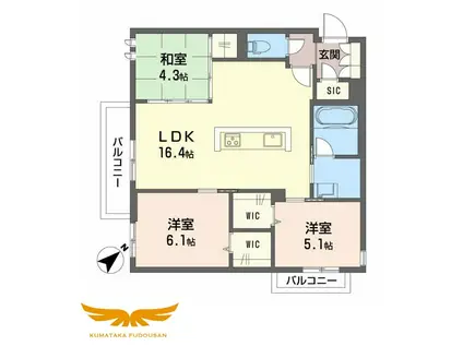 LUCE帯山西(3LDK/3階)の間取り写真