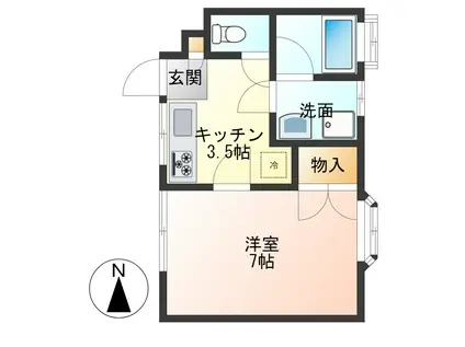 ラポールイン幸(1K/3階)の間取り写真