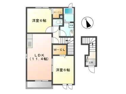 フォーリーフ(2LDK/2階)の間取り写真
