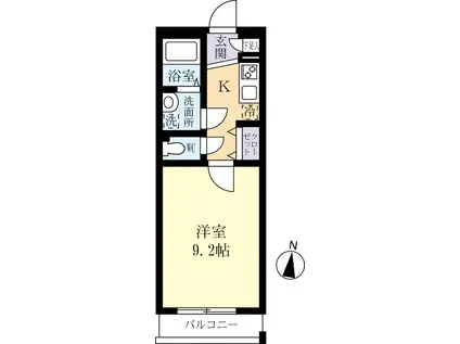 スプリングフィールドII(1K/1階)の間取り写真