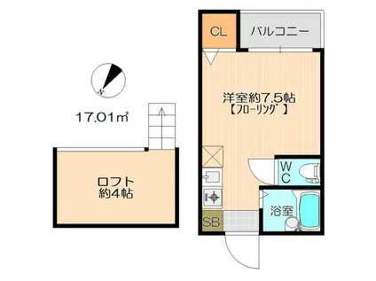 ボートハウス平尾(ワンルーム/1階)の間取り写真