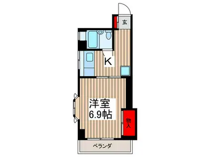 グリーンターフ南八幡(1K/6階)の間取り写真