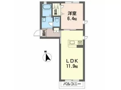 アバンダンティア(1LDK/2階)の間取り写真