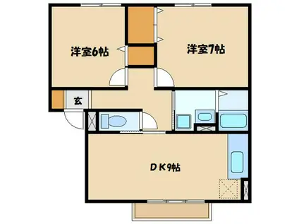 クレセント(2LDK/1階)の間取り写真