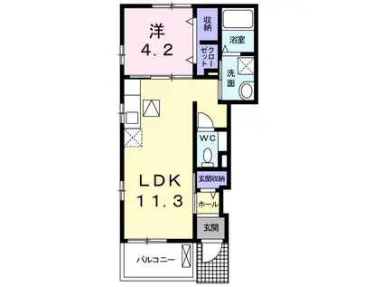 NOBLE CASAI 101(1LDK/1階)の間取り写真