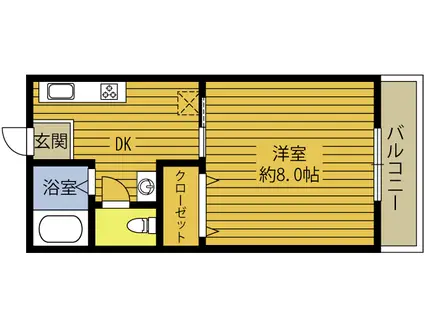 アーバン片野C(ワンルーム/1階)の間取り写真
