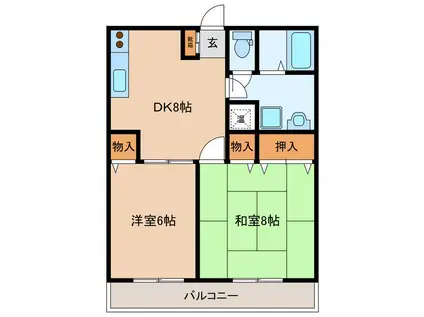 マンションみやび(2DK/2階)の間取り写真