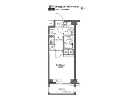 プラウドフラット学芸大学(1K/4階)の間取り写真