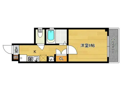 グッピーハイツ(1K/2階)の間取り写真