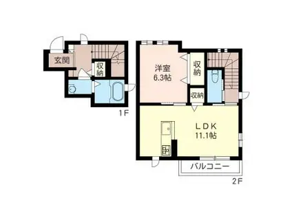 シャーメゾン長町A棟(1LDK/2階)の間取り写真