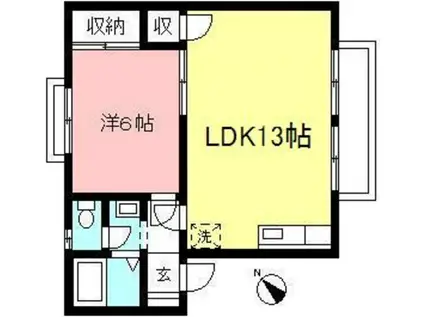 グリーンアルト(1LDK/2階)の間取り写真
