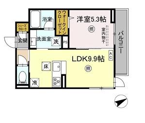 アベリアII番館(1LDK/1階)の間取り写真