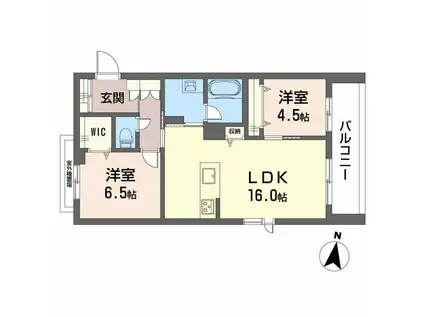 シャーメゾン壺川(2LDK/3階)の間取り写真