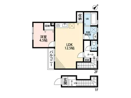 リーブルファイン鴻巣本町(1LDK/2階)の間取り写真