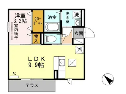 プランドール燕三条(1LDK/1階)の間取り写真
