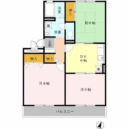 フォーエバーハイツ(3DK/3階)の間取り写真
