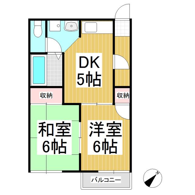 ニューシティハイツ(2DK/2階)の間取り写真