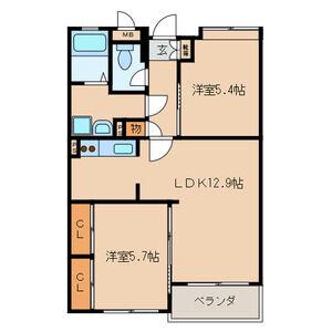 高峰ポロニア(2LDK/4階)の間取り写真