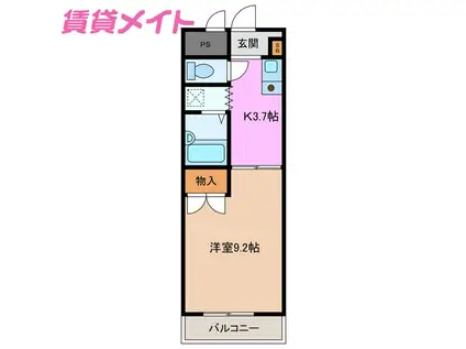 ヴェル・ドミール(1K/1階)の間取り写真