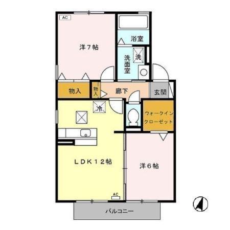 フルール(2LDK/1階)の間取り写真