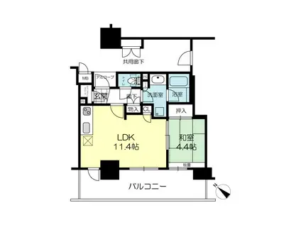 ブランズ加古川駅前(1LDK/4階)の間取り写真