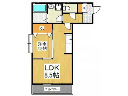 ミュウズプレイス(1LDK/3階)の間取り写真