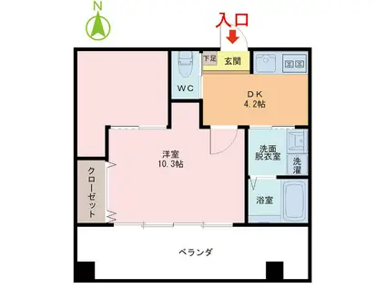 グランドール丸岡(1DK/2階)の間取り写真